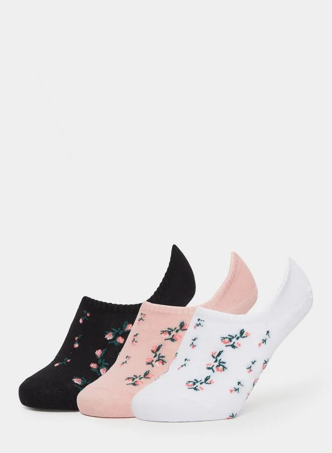 ستايلي مجموعة من 3 جوارب بطبعة زهور